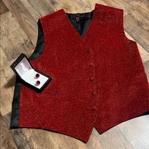 Men's Red Glitter Vest